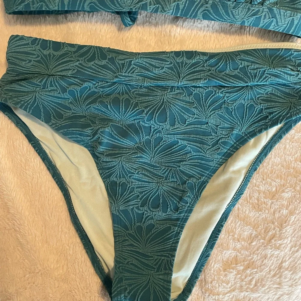 Cupshe Teal Floral High Waist Bikini Set - Picture 5 of 7